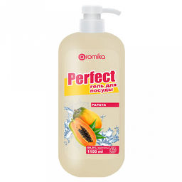 Гель для мытья посуды "Perfect" 1,1л, 10х7х24см, густое средство, папайя (Казахстан)
