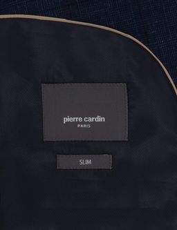 Lacivert Slim Fit Y_n Keten Kar___ml_ Tak_m Elbise