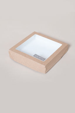 Коробка крафтовая с окошком 20*20*4 Коробка крафтовая с окошком 20*20*4