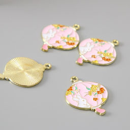 Цена за 4 шт. Декор для творчества металл, эмаль Зайка и цветы, 2.7?2.2 см