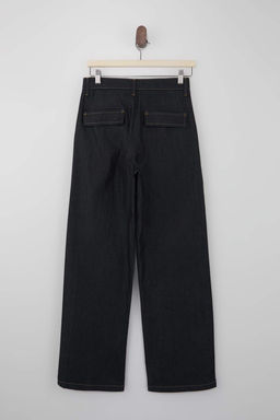 Koyu Mavi Dikis Detayl? Yuksek Bel Ekstra Esnek Wide Leg Jeans TWOSS26JE00053 - Trendyolmilla фото 7
