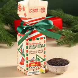 Чай чёрный Новогодняя почта с лимоном, в коробке конфете, 100 г.