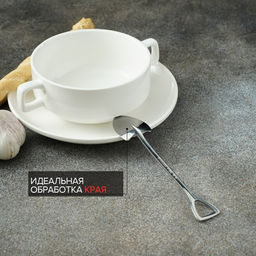 Ложка десертная из нержавеющей стали Magistro Лопата, длина 15,5 см, форма овальная, цвет серебряный  фото 13