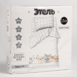 Постельное бельё Этель 1,5 сп Happy cats 143х215 см, 150х214 см, 50х70 см -1 шт, 100 % хлопок, бязь  фото 8