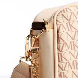 Сумка молодёжная текстильная NK, 19*14*6 см, бежевый цвет - Nazamok фото 4