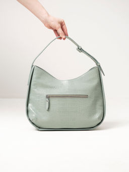 Сумка кожаная тоут Deboro 30422 серо-зеленый