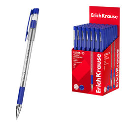 Цена за 50 шт. Ручка шариковая ErichKrause ULTRA-30 Stick&Grip Classic 0.7, Super Glide Technology, цвет чернил синий (в коробке по 50 шт.)