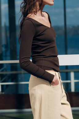 RIBBED LONG SLEEVE T-SHIRT - Zara фото 15