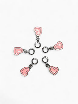 Цена за 5 шт. Шарм подвеска «Сердечко», розовый в серебре