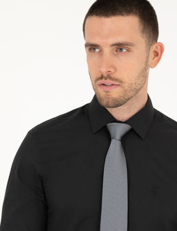 Siyah Slim Fit Uzun Kollu Klasik G_mlek