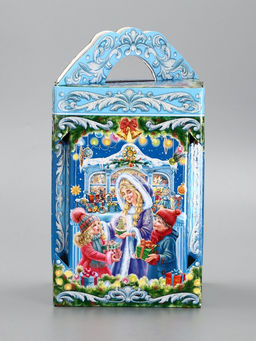 Цена за 2 шт. Подарочная новогодняя коробка «Новогодняя карусель» 15.8×15.8×23.5 см