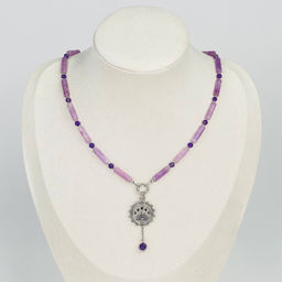 Колье из Лепидолита и Аметиста 39 см +