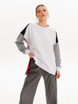 Свитшот с хлопковыми рукавами в полоску 90.2.3 - Sahar art lab фото 6