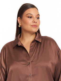 Атласная рубашка BL11537BRW19 - Артесса фото 8