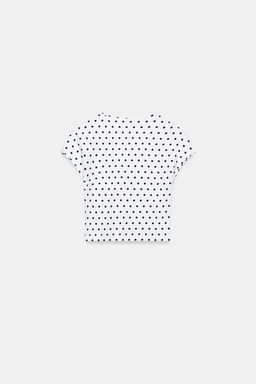 CAMISETA CROPPED MANGA CORTA / Blanco / Negro