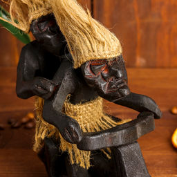 Сувенир «Аборигены на мопеде», 18 см, дерево