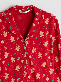 G?mlek Yaka Y?lba?? Temal? Kad?n Pijama ?st?