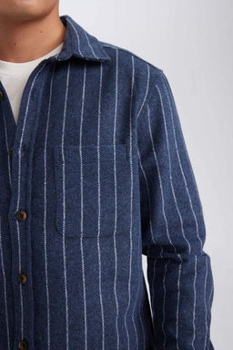 Рубашка в полоску с длинным рукавом и воротником-поло обычного кроя Lumberjack - Defacto фото 5