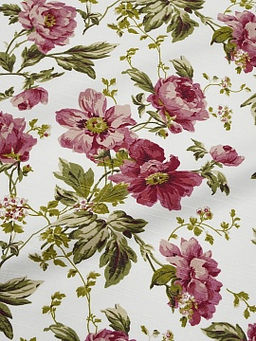 Интерьерный хлопок Бордовые пионы на белом, ш.1.5м, хлопок-100%, 215гр/м.кв