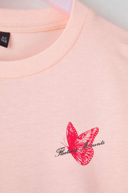 Ac?k Pembe K?z Cocuk 100% Pamuk Animal Bask?l? Regular Orme T-Shirt TKDAW26TS00007 - Trendyolmilla фото 2