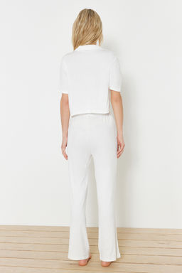 Trendyolmilla Lacivert Ay?c?kl? Fitilli Orme Pijama Tak?m? THMSS21PT0168 фото 6