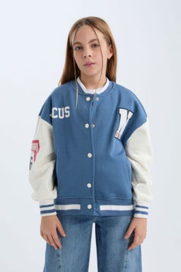 K?z Cocuk Bask?l? Kolej Yaka C?tc?t Kapamal? Kal?n Ici Yumusak Tuylu Bomber H?rka