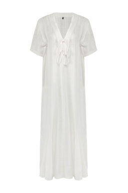 Kahverengi Dokuma Baglama Detayl? Maxi Plaj Elbise TBESS25EL00022 - Trendyolmilla фото 5