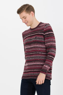 U. S. Polo Assn Мужской трикотажный свитер вишневого цвета с круглым вырезом