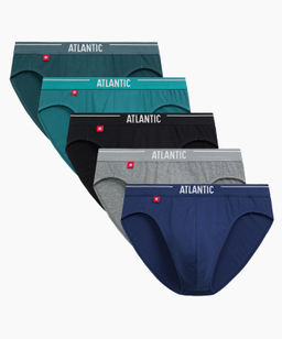 ATLANTIC 5SMP-004 Трусы спорт Solid - набор (5 шт.) морской + бирюзово-зеленый + черный + серый меланж + темно-голубой