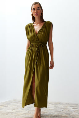 TRENDYOLMILLA Yesil Maxi Dokuma Y?rtmacl? Plaj Elbisesi TBESS23EL00069 фото 3