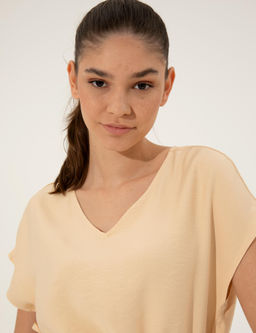 Bej Comfort Fit K_sa Kollu Bluz - Pierre cardin фото 2