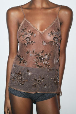 BEADED METALLIC THREAD TOP - Zara фото 2