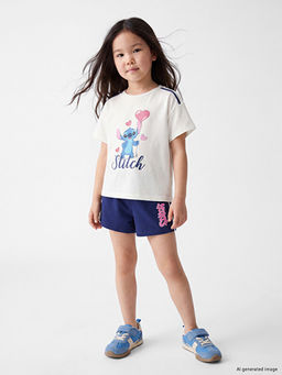 Stitch Bask?l? K?z ?ocuk ?ortlu Tak?m