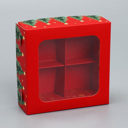 Цена за 5 шт. Коробка для конфет С Новым годом!, ёлочки, 10.5 х 10.5 х 3.5 см - Дарите счастье фото 6