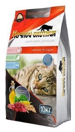 Ночн.охотник сух. д\кош. 10 кг Мясное ассорти 4610003544454