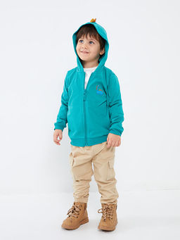 Kap??onlu Uzun Kollu Bask?l? Erkek Bebek Fermuarl? Sweatshirt - Waikiki фото 3