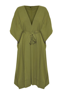 Haki Maxi Dokuma Kusakl? Derin Y?rtmacl? Plaj Kimono&Kaftan TBESS25KM00003 - Trendyolmilla фото 6