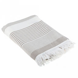 Полотенце махровое "Полосатый рейс" 70х140см, хлопок 100%, с бахромой, оливковый (Китай)