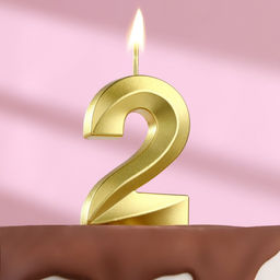 Цена за 3 шт. Свеча в торт на шпажке Грань, цифра 2, золотая, 5 см