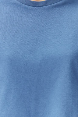 TRENDYOLMILLA Indigo %100 Pamuk Kesik ve Y?rtmac Detayl? Oversize/Rahat Kesim Orme T-Shirt TWOSS24TS00027 фото 9