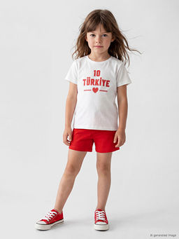 T?rkiye Bask?l? K?z ?ocuk ?ortlu Pijama Tak?m?