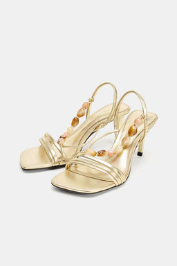 SANDALIA METALIZADA DETALLE PIEDRAS / Oro - Zara фото 2
