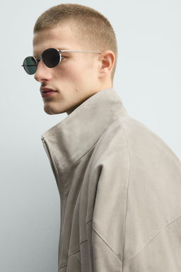 CAZADORA RELAXED FIT PIEL ANTE / Gris topo - Zara фото 6
