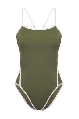 TRENDYOLMILLA Haki Halter Yaka Biyeli S?rt Detayl? Regular Mayo TBESS25MA00074  фото 6