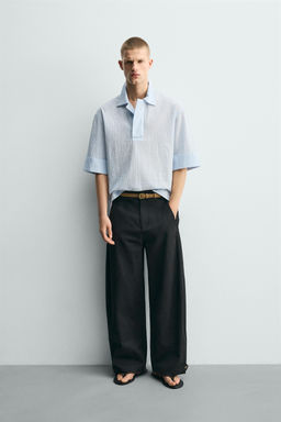 CAMISA POLO BOXY FIT TEXTURA / Celeste