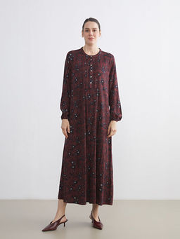 Hakim Yaka Desenli A Kesim Elbise