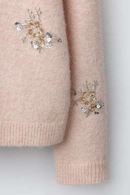 CARDIGAN WITH BEADED FLOWERS - Zara фото 4