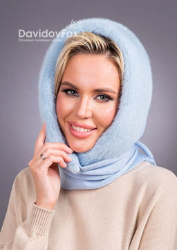 Платок трикотаж экомех голубой - Davidovfox фото 2