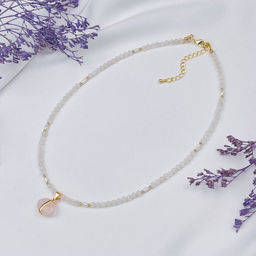 Колье из Розового кварца и Жемчуга 39 см +