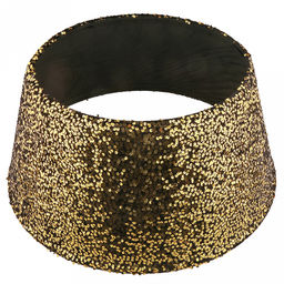 Юбка под елку новогоднюю "Новогодняя ночь" д40см, h25см, основание д56см, текстиль, металлический каркас, пайетки, золото на черном (Китай)